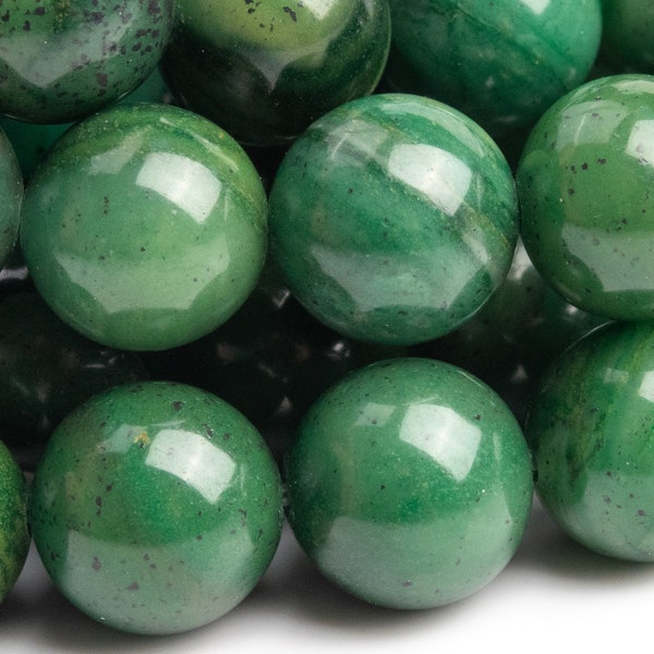 Perles de pierres précieuses de jade africain naturel véritables, perles rondes vertes de qualité AAA, 8-9 mm (100070)