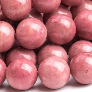 Genuine Natural Rhodonite Gemstone Beads 7-8MM Rose Pink Round AAA Quality Loose Beads (111845)
