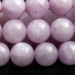 Genuine Natural  Kunzite Gemstone Beads 10MM Rose Pink Purple Round AAA Quality Loose Beads (123934)