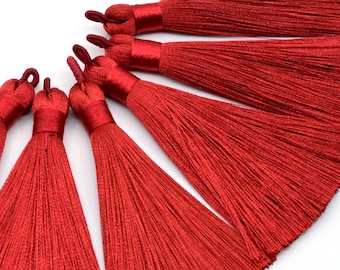 2 Pcs - 3.54" / 9CM Wine Red Tassel Polyester 0.9CM Thickness Handcraft High Quality Tassels (60818)