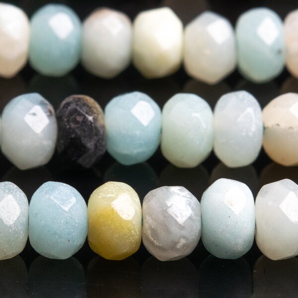 Genuine Natural Amazonite Gemstone Beads 6x4MM Multicolor Faceted Rondelle A Quality Loose Beads (102218)