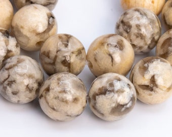 Genuine Natural Feldspar Gemstone Beads 8-9MM Vanilla Brown Round AAA Quality Loose Beads (113002)