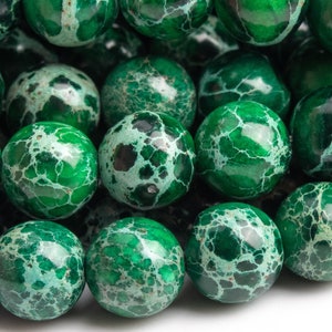 Deep Green Sea Sediment Imperial Jasper Gemstone Beads 6MM Round AAA Quality Loose Beads (115088)
