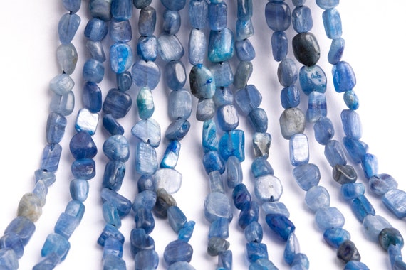 Genuine Natural Kyanite Gemstone Beads 6-8MM Blue Pebble Nugget AA