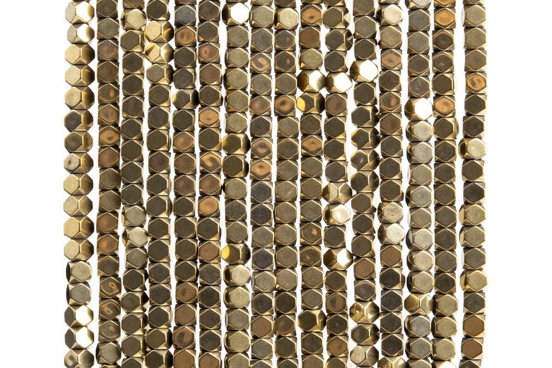 Hematite Gemstone Beads 3MM Champagne Gold Octagon Cube AAA Quality Loose Beads 104817 image 1