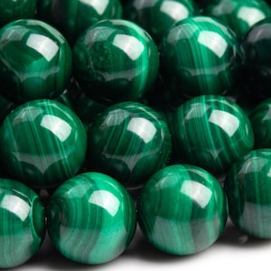 Genuine Natural Malachite Gemstone Beads 8MM Green Round AAA Quality Loose Beads (103021)