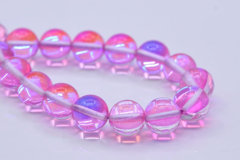 8MM Pink Mystic Aura Quartz Beads Grade AAA Round Loose Beads 104587 48 Pcs 23 Pcs