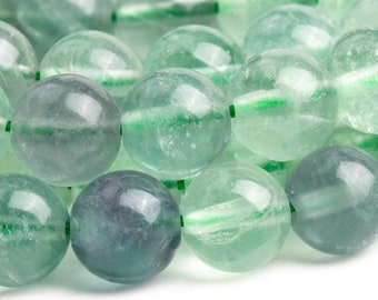 Genuine Natural Fluorite Gemstone Beads 8MM Green Round AAA Quality Loose Beads (107093)