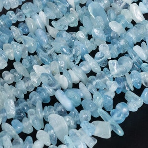 120-140Pcs - 4-10MM Aquamarine Beads Brazil Grade A Genuine Natural Pebble Chips Gemstone Beads (108388)