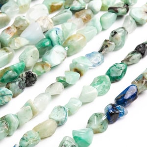 Genuine Natural Azurite Malachite Quartz Gemstone Beads 7-9MM Light Green Pebble Chip A Quality Loose Beads (119133)