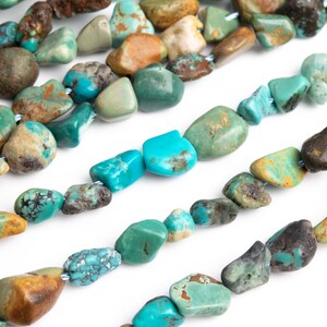 Genuine Natural Turquoise Gemstone Beads 4-10MM Blue Green Pebble Chips A Quality Loose Beads (113478)