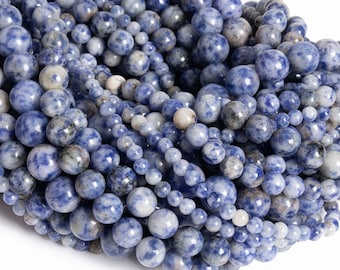 5 Perles En Jaspe Sédimentaire Boules 8mm - Bleu Ciel Pastel - Lot Pour Création Bijoux - Neuf
