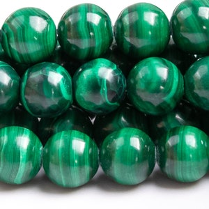 Genuine Natural Malachite Gemstone Beads 6MM Deep Green Round AA Quality Loose Beads (119073)