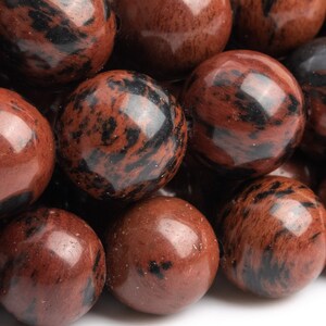 Genuine Natural Mahogany Obsidian Gemstone Beads 12MM Round AAA Quality Loose Beads (105339)