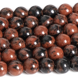 Genuine Natural Obsidian Gemstone Beads 4MM 6MM 10MM Mahogany Round AAA Quality Loose Beads