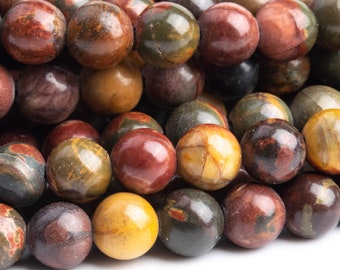 Genuine Natural Creek Jasper Gemstone Beads 6-7MM Red Multicolor Round AAA Quality Loose Beads (100078)