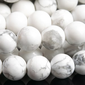 Genuine Natural Howlite Gemstone Beads 4-5MM White Round AAA Quality Loose Beads (101108)