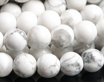 Genuine Natural Howlite Gemstone Beads 4-5MM White Round AAA Quality Loose Beads (101108)