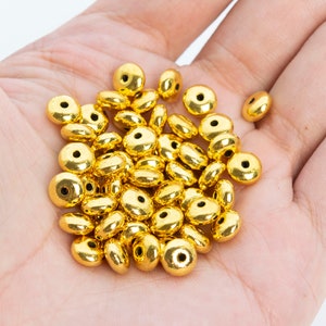 10 Pcs 8MM Gold Tone Rondelle Spacer Beads 64389-2489 image 2