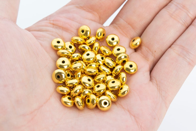 10 Pcs 8MM Gold Tone Rondelle Spacer Beads 64389-2489 image 2