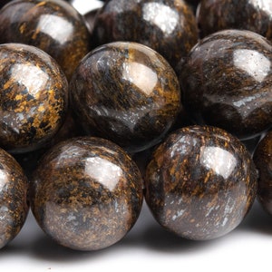 Genuine Natural Bronzite Gemstone Beads 10MM Toffee Bar Round AAA Quality Loose Beads (101193)