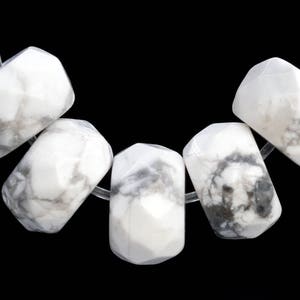 71 / 35 Pcs - 8x5MM White Howlite Beads Grade AAA Faceted Rondelle Genuine Natural Gemstone Loose Beads (103502)