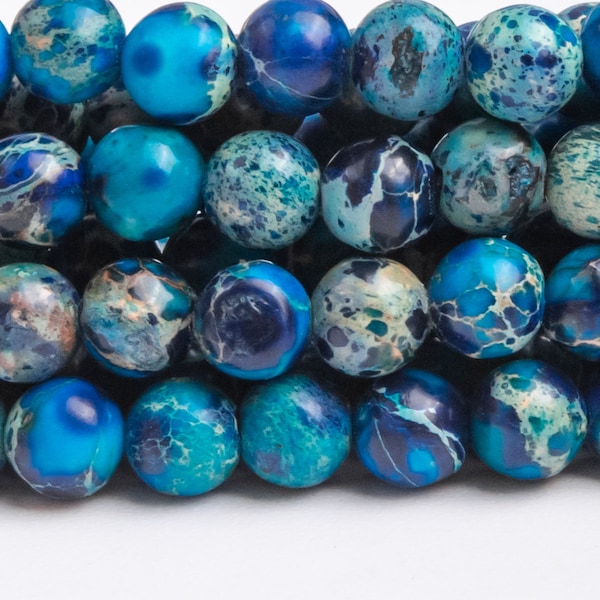 Sea Sediment Imperial Jasper Gemstone Beads 4MM Deep Blue Round AAA Quality Loose Beads (123874)