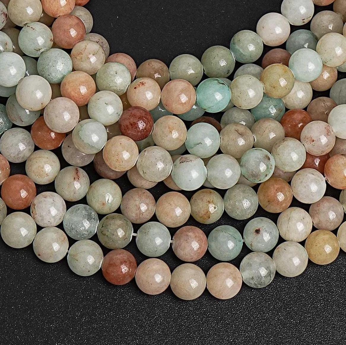 Genuine Natural Moss Agate Gemstone Beads 8MM Multicolor Round Loose Beads (126969)