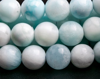Genuine Natural Hemimorphite Gemstone Beads 8MM Faint Blue Round A Quality Loose Beads (119111)