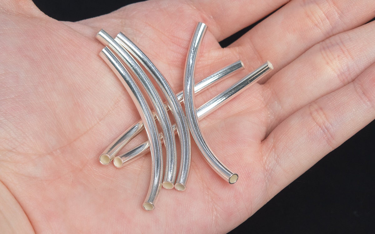 4 Pcs 50x3MM Sterling Silver Curved Tube for Jewelry Making Etsy