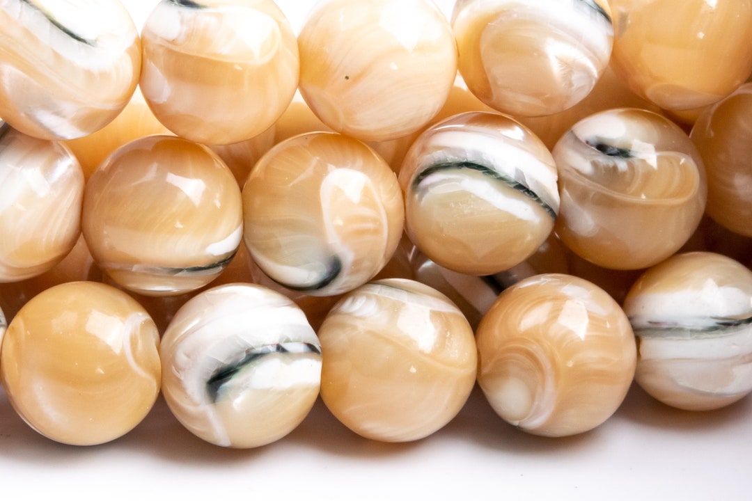 Genuine Natural Trochidae Shell Gemstone Beads 9-10MM Beige AAA Round ...