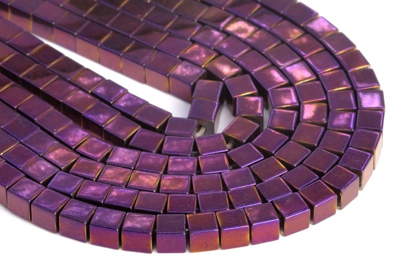 124 Pcs 104807 3MM Purple Hematite Beads Cube Grade AAA Natural Gemstone Loose Beads