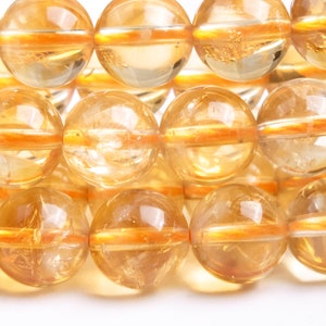 Genuine Natural Citrine Gemstone Beads 8MM Yellow Round AA Quality Loose Beads (119500)