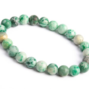 Genuine Natural Qinghai Jade Gemstone Beads 8MM Green Round A Quality Bracelet (106637h-2023)