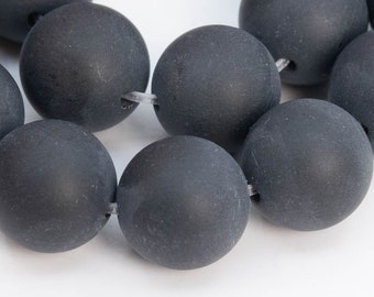 Genuine Natural Agate Gemstone Beads 10MM Matte Black Round AA Quality Loose Beads (105594)