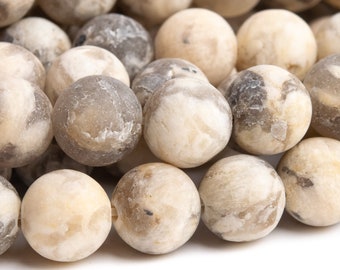 Genuine Natural Feldspar Gemstone Beads 8MM Matte Vanilla Brown Round AAA Quality Loose Beads (113006)