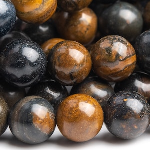 Genuine Natural Tiger Iron Gemstone Beads 6MM Dark Blue Round AA Quality Loose Beads (104505)