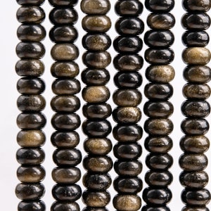 Genuine Natural Golden Obsidian Gemstone Beads 8x5MM Rondelle A Quality Loose Beads (117572)