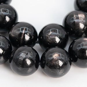 Genuine Natural Black Aura Hypersthene Gemstone Beads 10MM Black Round AAA Quality Loose Beads (105107)