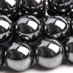 Genuine Natural Hematite Gemstone Beads 9-10MM Black Round AAA Quality Loose Beads (101318)