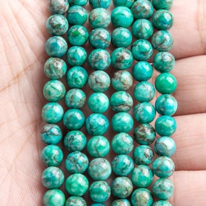 Magnesite Turquoise Gemstone Beads 6-7MM Peacock Green Round AAA Quality Loose Beads 108945 image 3