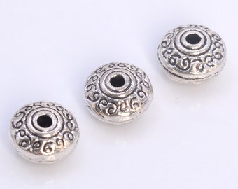 30 perles d'espacement pour soucoupe tibétaine ton argent antique de 7 mm pour la fabrication de bijoux (61355-2033)