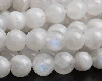 Genuine Natural Moonstone Gemstone Beads 4MM Rainbow Round A Quality Loose Beads (112957)