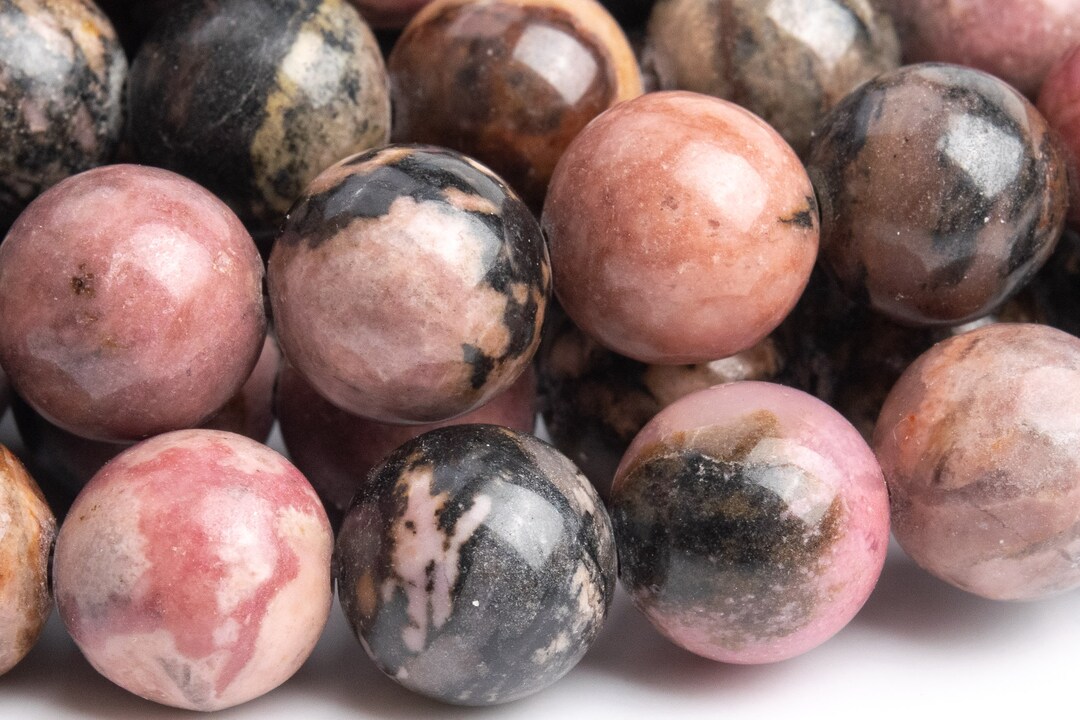 Genuine Natural Rhodonite Gemstone Beads 10MM Pink Round AAA Quality ...
