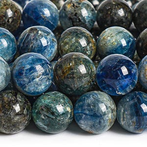 Echte natuurlijke kyaniet edelsteenkralen 7-8 mm groenblauw ronde A-kwaliteit losse kralen (116125)