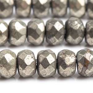 Genuine Natural Pyrite Gemstone Beads 4x3MM Copper Faceted rondelle AAA Quality Loose Beads (102319)