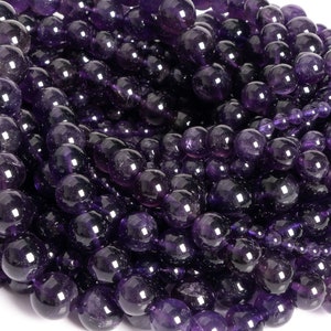 Genuine Natural Amethyst Gemstone Beads 4MM 6MM 8MM 10MM 12MM Deep Purple Round AAAAA Quality Loose Beads