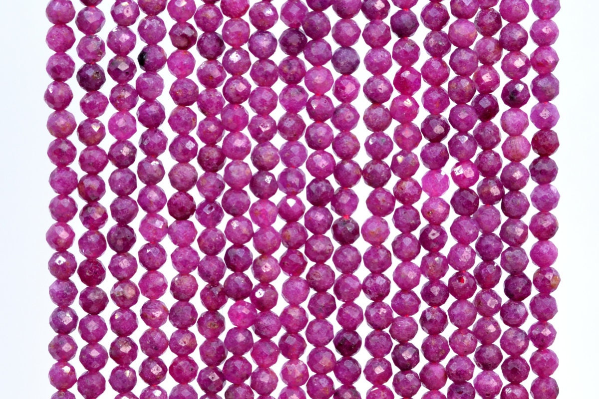 96 / 48 Pcs - 4MM Ruby Beads Grade AAA Genuine Natural Faceted Round Gemstone Loose Beads (107719)