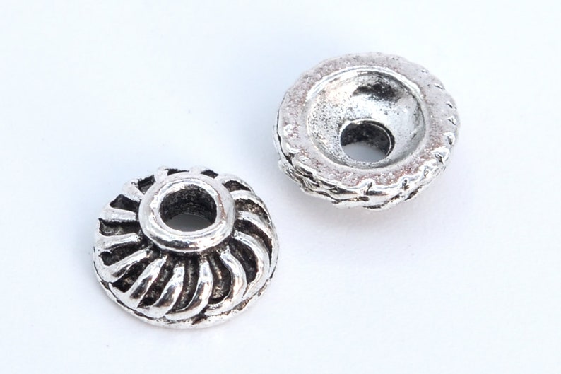 7x2MM Round Bead Cap Antique Silver Tone Zinc Alloy Bead Cap 50 Pcs 63160-2342