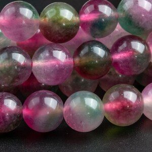 Jade Gemstone Beads 8MM Green & Pink Round Loose Beads (119082)